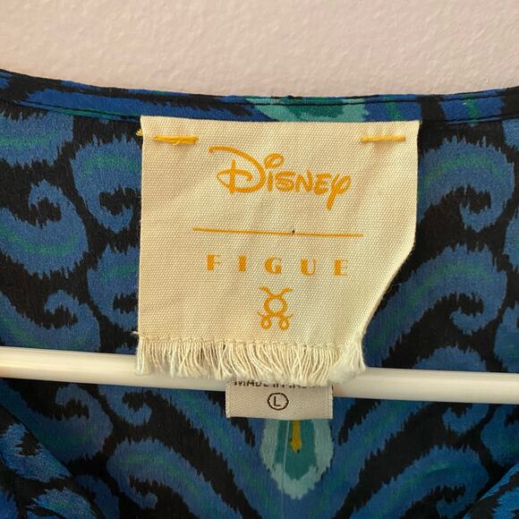 NWT Disney x Figue Women's size Large Ameena Aladdin Beaded Blue Silk Top - Picture 3 of 12